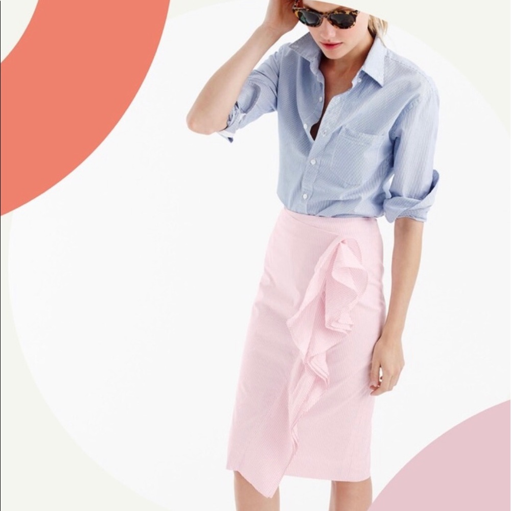 J.Crew ruffle skirt in striped poplin NWOT